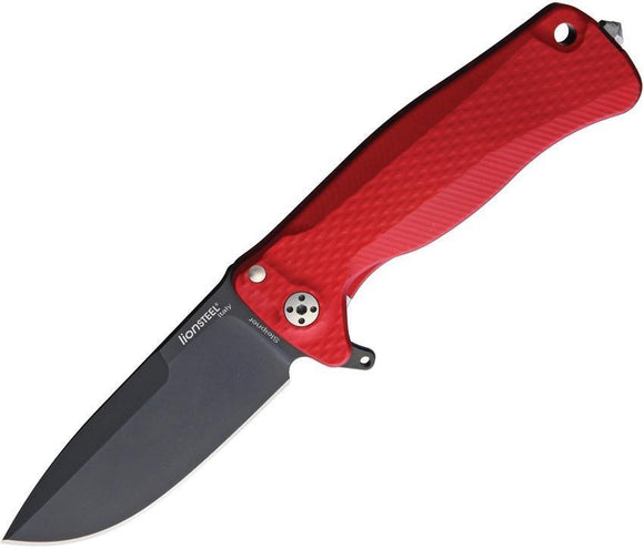 Lion Steel SR22 Framelock Red Aluminum Black Sleipner Folding Knife