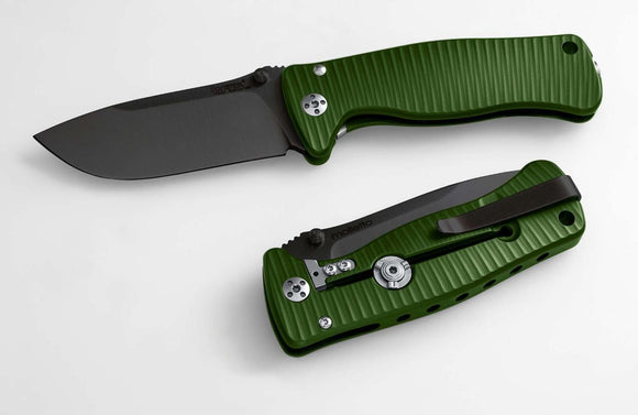 Lion Steel SR2 Mini Molleta Green Aluminum Black Sleipner Folding Knife