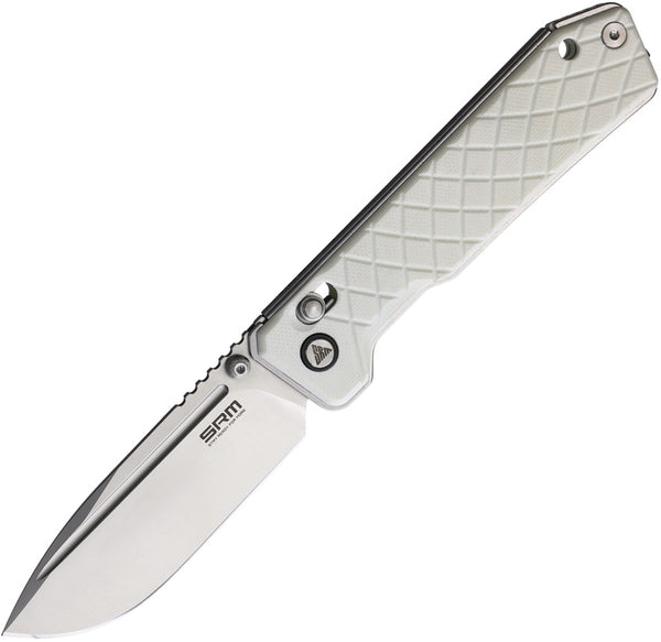 SRM Knives Rubik Ambi Lock White G10 Folding 14C28N Pocket Knife