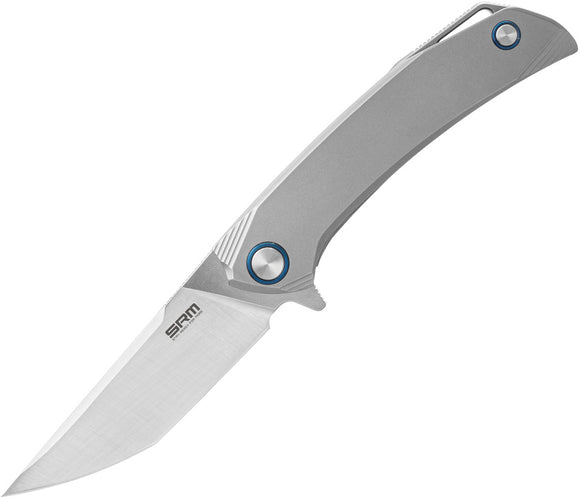 SRM Knives Asika Gray Titanium Framelock 154cm Folding Knife 7411tz