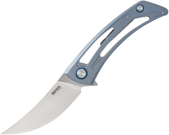 SRM Knives 7415 Blue Titanium Framelock Folding Knife 7415te