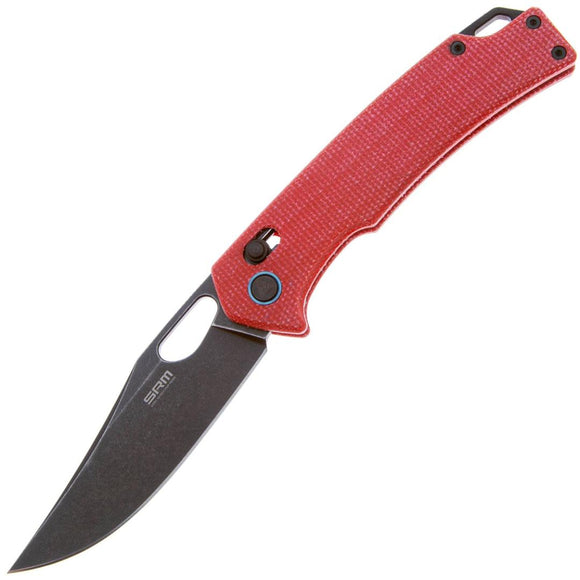 SRM Knives 9203 MR2 Ambi Lock Red Micarta Folding 10Cr15CoMoV Knife 9203MR2