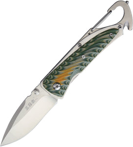 SRM Knives Sanrenmu 7053 Green Sculpted G10 Folding Knife 568