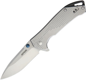 SRM Knives SRM 9015 Gray stainless Framelock Folding Knife 918