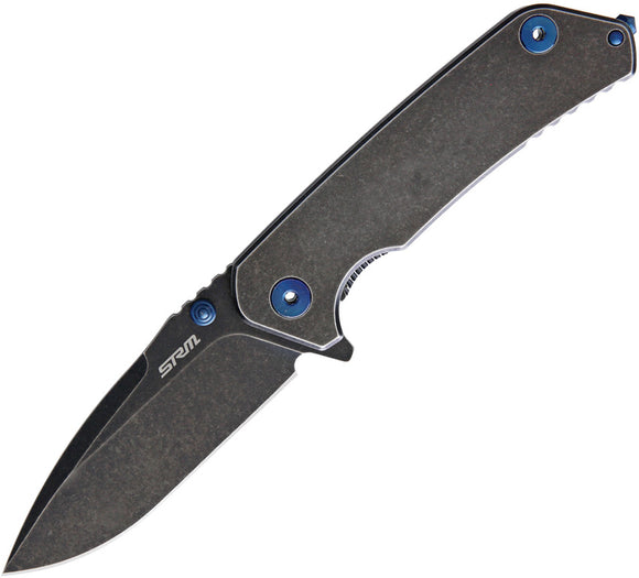 SRM Knives SRM 9008-SB Black Stonewash Framelock Folding Knife 920