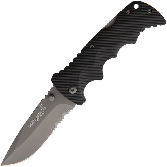 StatGear WolfTac Lockback Black Handle 440 Stainless Serrated Folding Knife 06