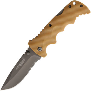 StatGear WolfTac Lockback Desert Tan 440 Stainless Serrated Folding Knife 07