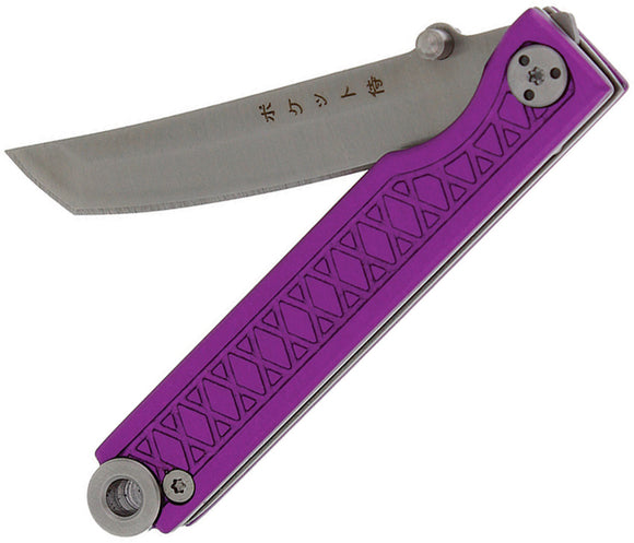 StatGear Samurai Linerlock Purple Satin 440C Stainless Pocket Folding Knife 105
