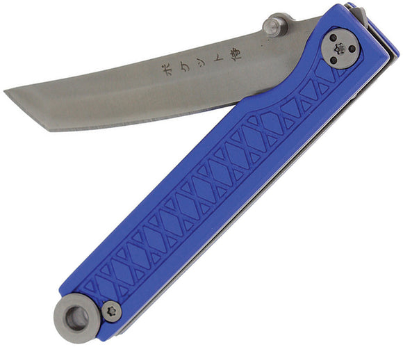 StatGear Samurai Linerlock Blue Satin 440C Stainless Pocket Folding Knife 107