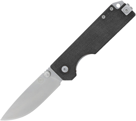 StatGear Ausus Linerlock Black Micarta Stonewash D2 Tool Steel Folding Knife 110