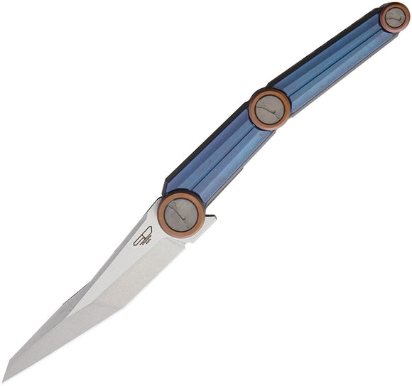 Stedemon Axes Pocket Knife Linerlock Blue Titanium Folding Vanax Blade AXES