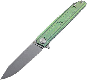 Stedemon Vouking Samgun Green Titanium 12C27N Sandvik Folding Blade Knife S05GRN