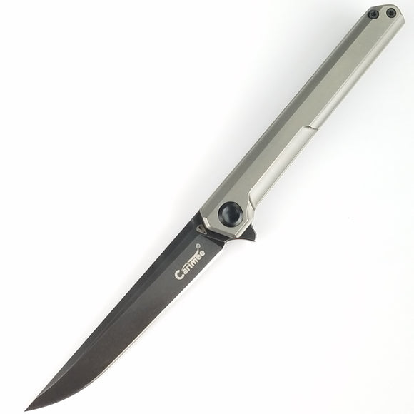 Stedemon TS06 Pocket Knife Framelock Gray Titanium Folding D2 Blade TS06BLS