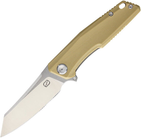 Stedemon Pocket Knife ZKC C02 Linerlock Tan G10 Folding Stainless Tanto KCC026