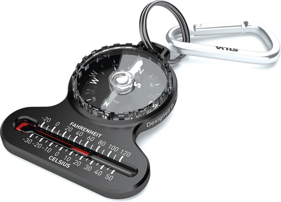 Silva Black Keychain Pocket Compass w/ Thermometer from Atlantic Knife