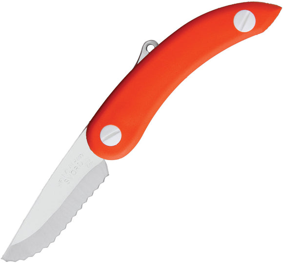 Svord Zero Metal Peasant Serrated Polycarbonate Blade Orange Handle Knife ZM3O