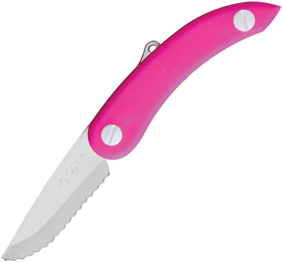 Svord Zero Metal Peasant Serrated Polycarbonate Blade Pink Handle Knife ZM3P