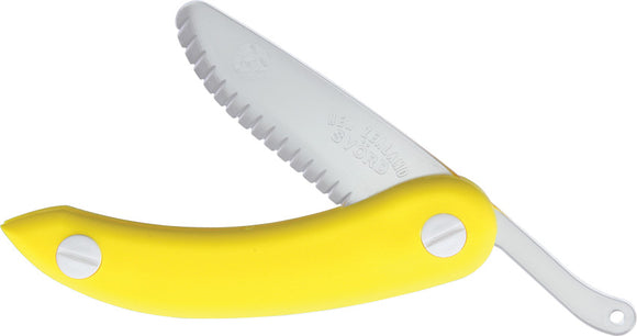 Svord Zero Metal Peasant Clear Serrated Plastic Blunt Tip Yellow Knife ZM3YN