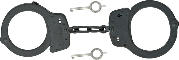 Smith & Wesson Handcuffs Solid Nickel Black Double Lock W/ Keys 100B