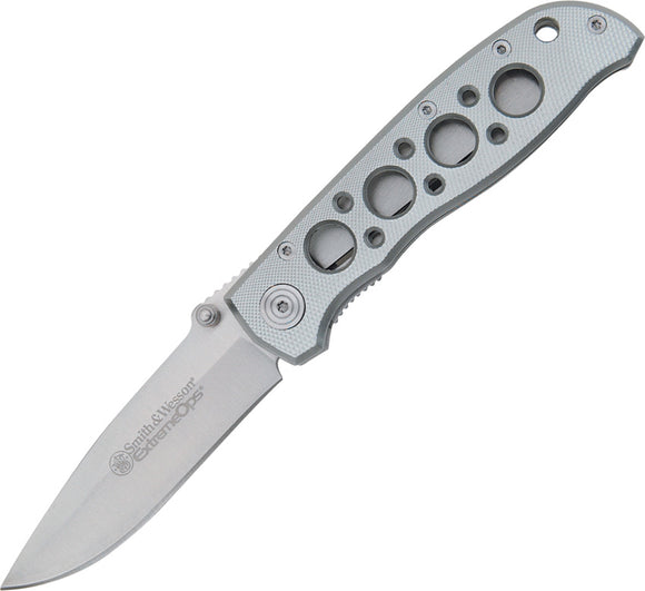 Smith & Wesson ExtremeOps Linerlock Gray Aluminum Folding Pocket Knife 105H