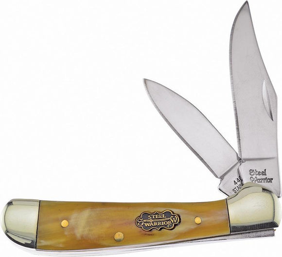Frost Copperhead Ox Horn Handle Steel Warrior Stainless Folding Knife