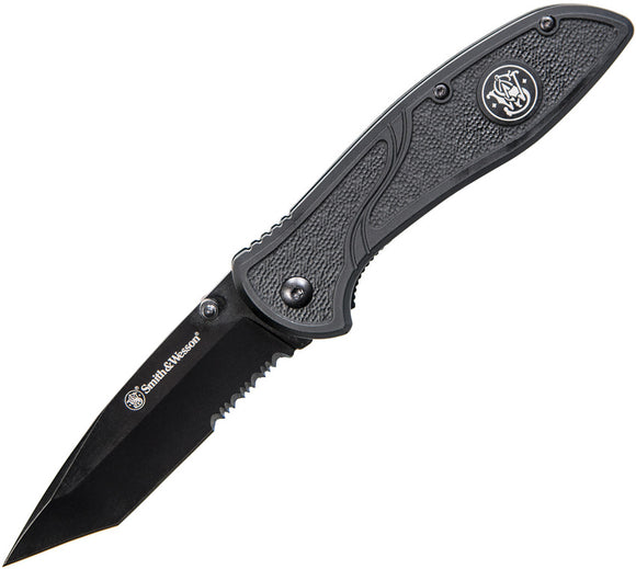 Smith & Wesson Linerlock Black Aluminum Folding 8Cr13MoV Pocket Knife 1084311