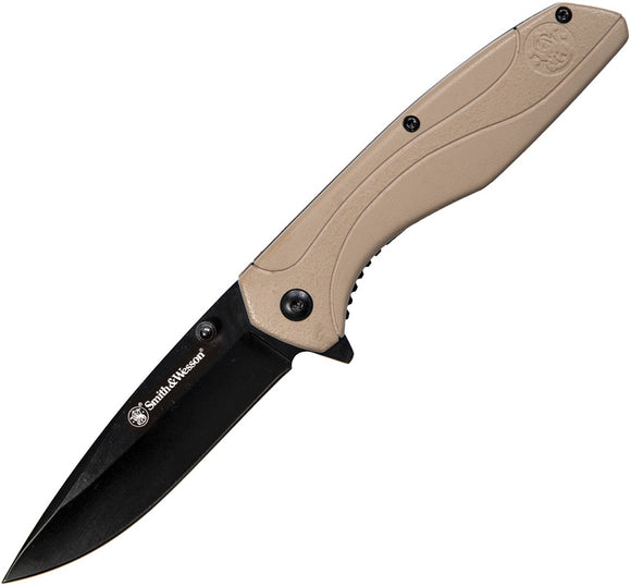 Smith & Wesson Linerlock Tan GFN Folding Stainless Pocket Knife 1084312