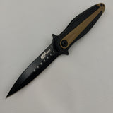 Smith & Wesson Dagger Linerlock Tan Aluminum Folding Pocket Knife 1085894