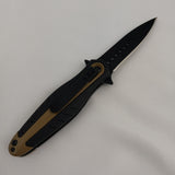 Smith & Wesson Dagger Linerlock Tan Aluminum Folding Pocket Knife 1085894