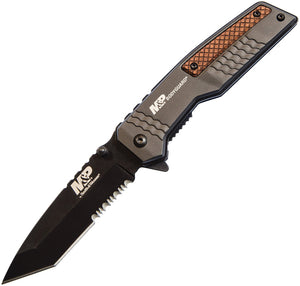 Smith & Wesson Linerlock Gray Aluminum/Wood Folding 8Cr13MoV Knife 1085901