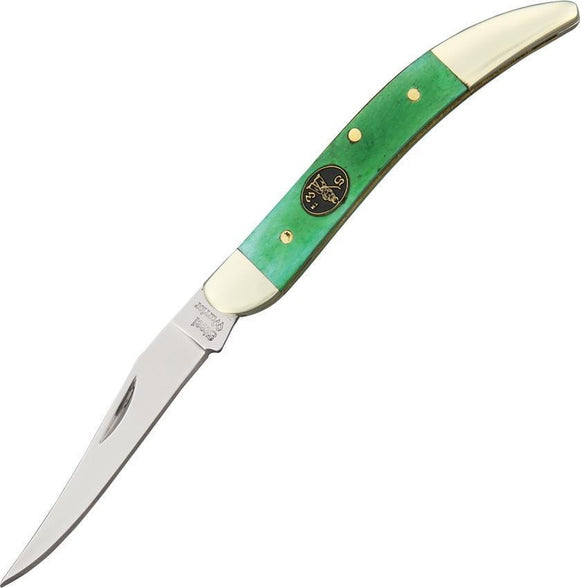 Frost Cutlery Toothpick Green Smooth Bone Handle Folding Blade Knife