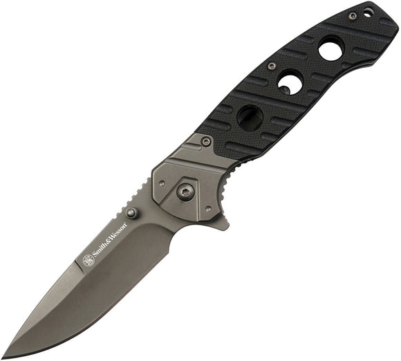 Smith & Wesson Linerlock Black Smooth G10 Folding Stainless Pocket Knife 1100062
