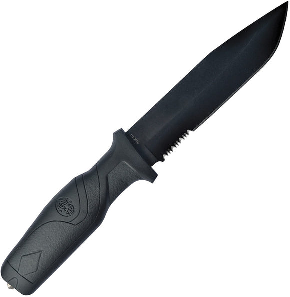 Smith & Wesson Search/Rescue Black Serrated Fixed Blade Knife 1100070