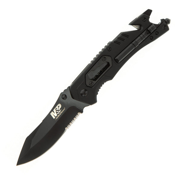 Smith & Wesson M&P Linerlock A/O Black Folding Serrated 8Cr13MoV Knife 1100079