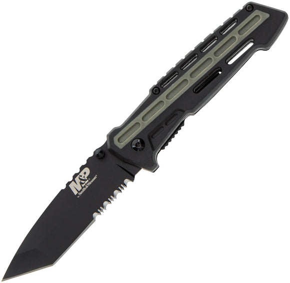 Smith & Wesson M&P Linerlock Black/Gray Folding Serrated 8Cr13MoV Knife 1100083