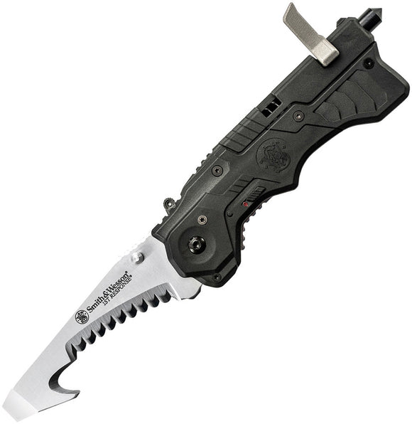 Smith & Wesson A/O Rescue Black 3rd Generation Guthook Folding Knife 911N