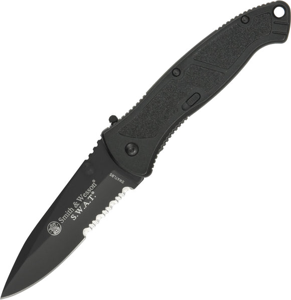 Smith & Wesson Large Black SWAT Linerlock A/O Stainless Pocket Knife ATLBS
