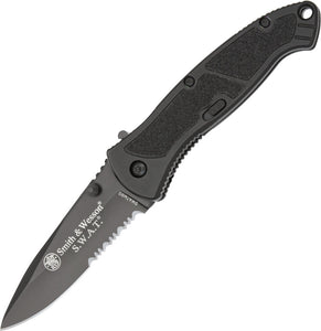 Smith & Wesson Black SWAT Linerlock A/O Black Aluminum Folding Pocket Knife ATMBS