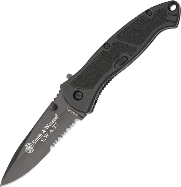 Smith & Wesson Black SWAT Linerlock A/O Black Aluminum Folding Pocket Knife ATMBS