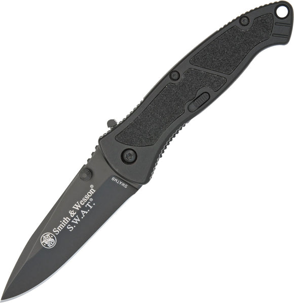 Smith & Wesson Black SWAT Linerlock A/O Black Aluminum Folding Pocket Knife ATMB