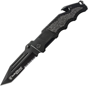 Smith & Wesson Border Guard Linerlock Aluminum Folding Serrated Knife BG2TS