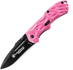 Smith & Wesson Mini BLOP2 MAGIC Pink Aluminum Folding Pocket Knife BLOP3SMP
