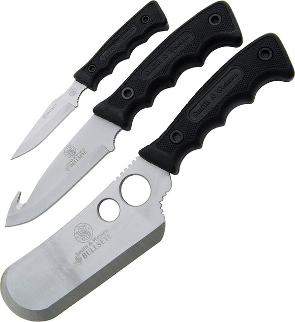 Smith & Wesson Campfire Black Smooth Stainless Steel Fixed Blade Knife Set CAMP