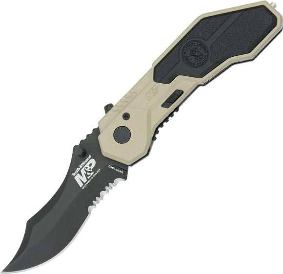 Smith & Wesson M&P Linerlock A/O Tan Folding Stainless Pocket Knife MP1BSD