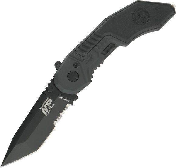 Smith & Wesson MAGIC A/O Black Aluminum Folding Serrated Pocket Knife MP3BS