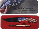 Smith & Wesson Americas Heroes Folding & Fixed Blade Knife 2 Pc Gift Set 1200645