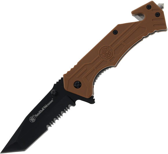 Smith & Wesson H.R.T. Linerlock A/O Brown Polymer Folding Pocket Knife P1200647