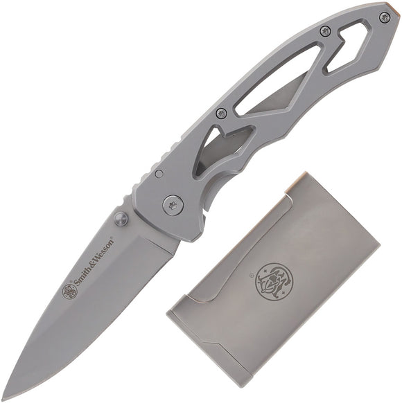 Smith & Wesson CK400L & Lighter Combo Stainless Folding Pocket Knife 1200651
