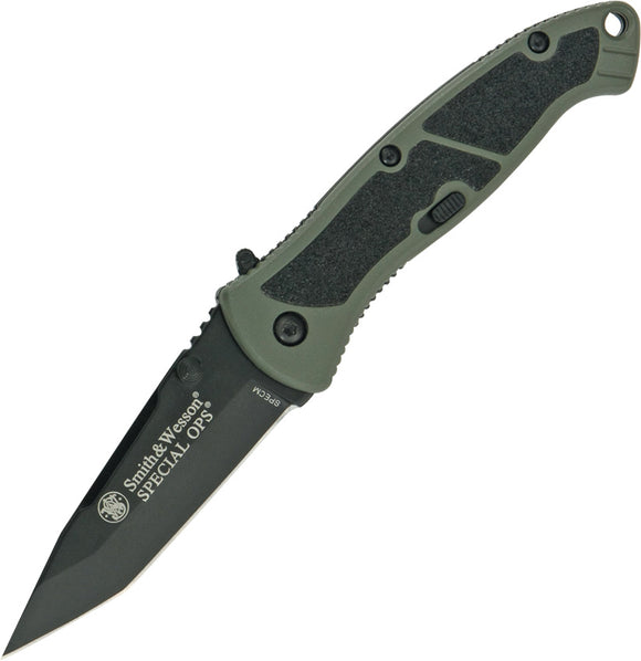 Smith & Wesson Special Ops A/O OD Green Folding Tanto Pocket Knife SPECM