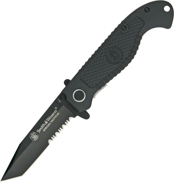 Smith & Wesson Black Tactical Folding 7Cr17MoV Tanto Pocket Knife TACBSCP